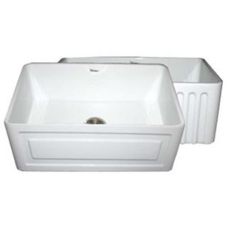 Whitehaus Reversible Apron Front Fireclay 30x18x10 Single Bowl Kitchen Sink in White WHFLRPL3018 WH