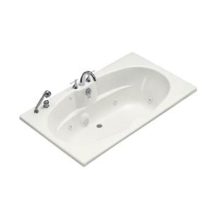 KOHLER 7242 Whirlpool Tub with Heater and Center Drain in White K 1131 FH 0