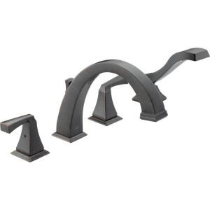 Delta Dryden 2 Handle Deck Mount Roman Tub and Shower Faucet Trim Kit Only in Venetian Bronze (Valve Not Included) T4751 RB