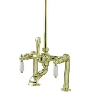 Elizabethan Classics RM12 3 Handle Claw Foot Tub Faucet with Porcelain Lever Handles in Chrome ECRM12 CP