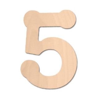 Design Craft MIllworks 8 in. Baltic Birch Bubble Wood Number (5) 47067