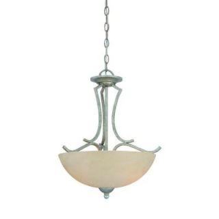 Thomas Lighting Triton 2 Light Moonlight Silver Pendant with Tea Stained Glass Shade SL893572