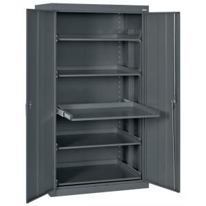 36 in. W x 66 in. H x 24 in. D Steel Heavy Duty Storage with Pull Out Tray Shelf Cabinets in Charcoal ET52362466 02LL