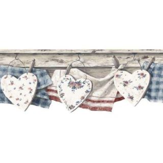 The Wallpaper Company 8 in. x 15 ft. Blue Vintage Laundry Border DISCONTINUED WC1282557
