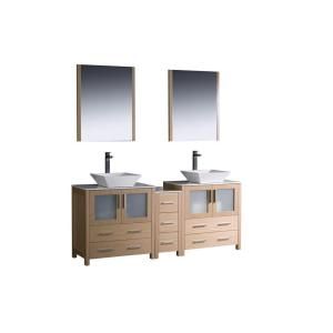 Fresca Torino 72 in. Double Vanity in Espresso with Glass Stone Vanity Top in White and Mirrors FVN62 301230LO VSL