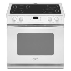 Whirlpool 4.5 cu. ft. Drop In Electric Range with Self Cleaning Oven in White WDE350LVQ