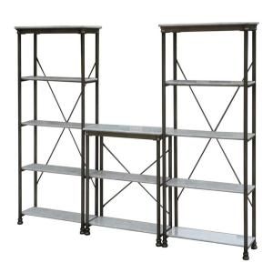 Home Styles 13 Shelf 114 in. W x 76 in. H x 16 in. D, Marble and Steel Orleans Storage Unit 5060 73