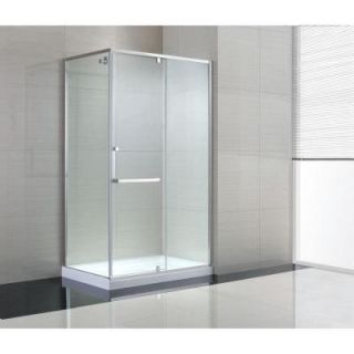Schon Brooklyn 48 in. x 79 in. Frameless Corner Shower Enclosure with Pivot Shower Door in Chrome and Clear Glass SC70020