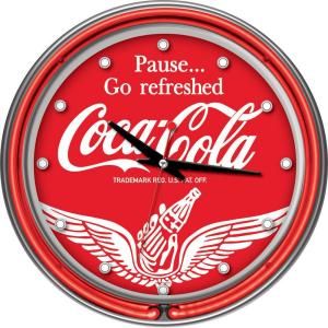 Trademark Global 14 in. Coca Cola Wings Neon Wall Clock coke 1400 v16