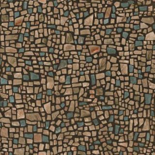 The Wallpaper Company 8 in. x 10 in. Brown and Blue Mosaic Pebble Wallpaper Sample WC1282472S