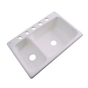 Thermocast Wyndham Drop in Acrylic 33x22x9.25 in. 5 Hole Double Bowl Kitchen Sink in Innocent Blush 42560