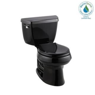 KOHLER Wellworth Classic 2 Piece 1.28 GPF Round Front Toilet with Class Five Flushing Technology in Black K 3577 7