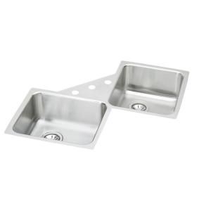 Elkay Lustertone Undermount Stainless Steel 32x32x7 7/8 3 Hole Double Bowl Kitchen Sink ELUH3232