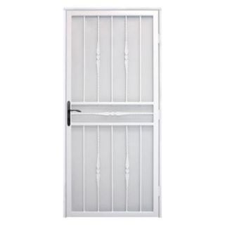 Unique Home Designs Cottage Rose 36 in. x 80 in. White Recessed Mount Steel Security Door with Expanded Metal Screen and Bronze Hardware SDR06000361154