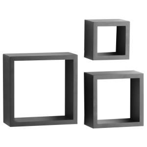 Knape & Vogt 4 in. x 9 in. Floating Black Shadow Box Decorative Shelf Kit (3 Piece) 240 BK