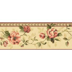 The Wallpaper Company 6.8 in. x 15 ft. Orange Architectural Rose Border WC1280177