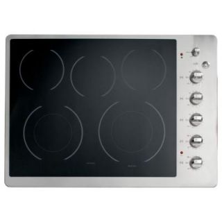 GE Cafe 30 in. Radiant Electric Cooktop in Black with 5 Elements including Power Boil Element CP350STSS