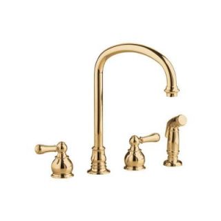 American Standard Hampton 2 Handle Kitchen Faucet in Polished Brass 4751.712.099