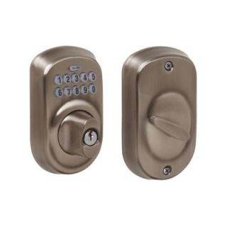 Schlage Plymouth Single Cylinder Antique Pewter Keypad Deadbolt BE365 PLY 620