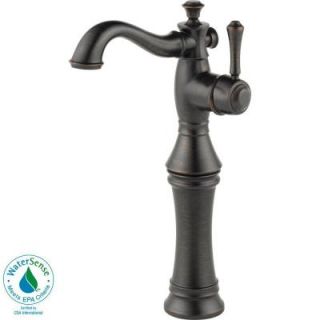 Delta Cassidy Single Hole 1 Handle High Arc Bathroom Vessel Faucet with Riser in Venetian Bronze 797LF RB