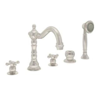 Carrington 2 Handle Deck Mount Roman Tub Faucet with Hand Shower in Satin Nickel (Valve Not Included) SRT 4472 STN