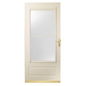EMCO 400 Series 36 in. Almond Aluminum Self Storing Storm Door with Brass Hardware E4SS 36AL