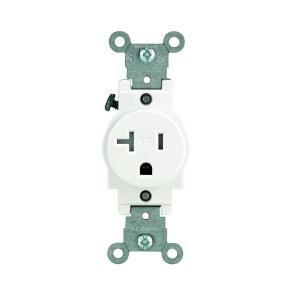 Leviton 20 Amp Tamper Resistant Single Outlet   White R52 T5020 0WS