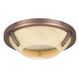 Hampton Bay 6 in. Recessed Brushed Copper Bronze Deco Trim with Speckled Amber Glass Shade HBR652BCB