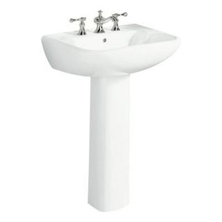 Sterling Plumbing Southampton Pedestal 8 in. Centers Bathroom Sink in White 442428 0