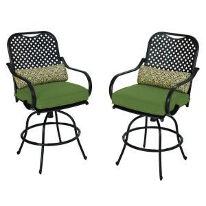 Hampton Bay Fall River Motion Patio High Dining Chair with Moss Cushion (2 Pack) DY11034 BS 2