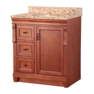 Foremost Naples 31 in. W x 22 in. D Vanity in Warm Cinnamon with Vanity Top and Left Drawers with Stone effects in Santa Cecilia NACASESC3122DL