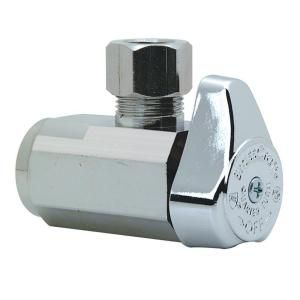 BrassCraft 1/2 in. FIP Inlet x 3/8 in. OD Compression Outlet Chrome Plated Brass 1/4 Turn Angle Valve G2R17X C1