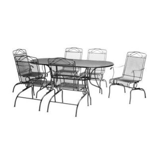 Black Wrought Iron 7 Piece Action Patio Dining Set DISCONTINUED W3929 A 7BK