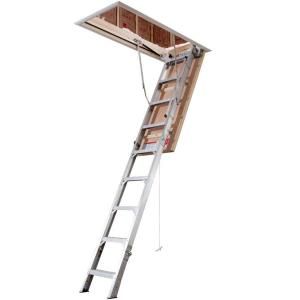 Werner 8 ft.   10 ft., 22.5 in. x 54 in. Energy Seal Aluminum Attic Ladder Universal Fit with 375 lb. Maximum Load Capacity AE2210