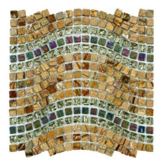 Merola Tile Tessera Wave Jupiter 11 3/4 in. x 12 1/4 in. x 8 mm Glass and Stone Mosaic Wall Tile GSDTWVJP