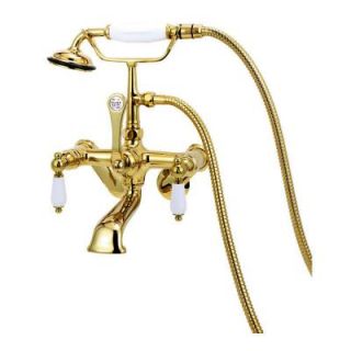 Elizabethan Classics TW32 3 Handle Claw Foot Tub Faucet with Hand Shower in Satin Nickel ECTW32 SN