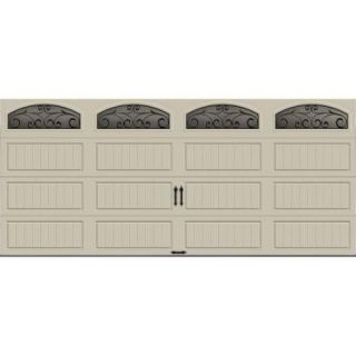 Clopay Gallery Collection 16 ft. x 7 ft. 6.5 R Value Insulated Desert Tan Garage Door with Wrought Iron Window GR1LP_RT_WIA2