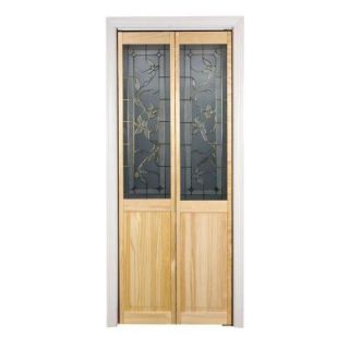 Pinecroft Glass Over Panel Tuscany Wood Universal/Reversible Interior Bi fold Door 871926