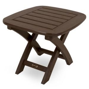 POLYWOOD Nautical Mahogany 21 in. x 18 in. Patio Side Table NSTMA