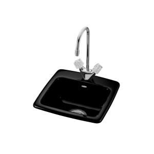 KOHLER Gimlet Self Rimming Acrylic 15x15x6.375 2 Hole Single Bowl Entertainment Sink in Black Black K 6015 2 7