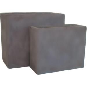 Pride Garden Products Origins Collection Stoney 24 in. and 20 in. Fiberclay Chocolate Rectangle Planter Set 68680