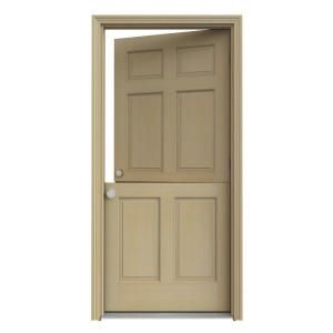 JELD WEN 6 Panel Unfinished Hemlock Dutch Entry Door with Unfinished AuraLast Jamb and Brickmold O11674