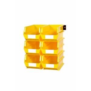 Triton Products LocBin Large Yellow Wall Storage Bins (6 Bins) and 2  wall mount rails 3 240YWS