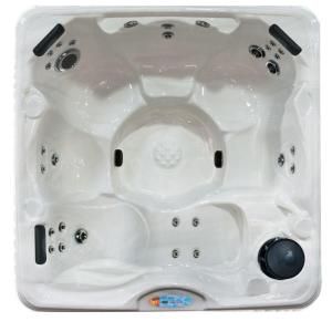 QCA Spas Atlantis 6 Person 45 Jet Lounger Spa and Free Energy Saver Package in Silver Marble Model 28L