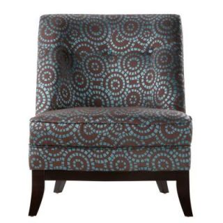 Home Decorators Collection Tucci Brown And Blue Circle Grid 29 in. W Slipper Chair 0285500310