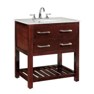 Home Decorators Collection Fraser 31 in. Vanity in Espresso with Solid Granite Vanity Top in White 0417710820