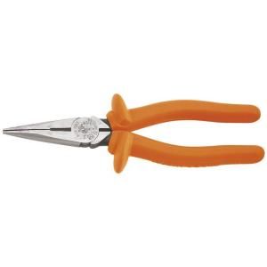 Klein Tools 8 in. Insulated Heavy Duty Long Nose Pliers   Side Cutting D203 8 INS