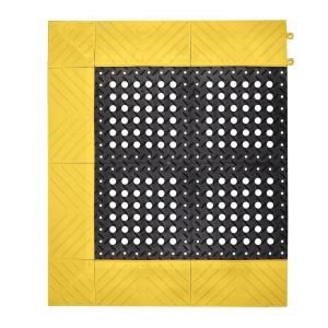 NoTrax Diamond Flex Lok Black with Yellow Safety Border 30 in. x 36 in. PVC Anti Fatigue/Safety Mat 620
