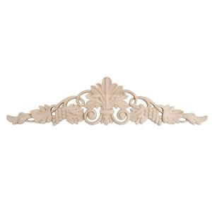American Pro Decor 5 1/4 in. x 24 3/8 in. x 5/8 in. Unfinished Hand Carved Solid American Hard Maple Wood Onlay Grape Vine Wood Applique 5APD10400