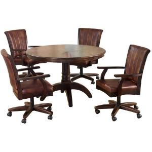 Hillsdale Furniture Grand Bay 5 Piece Round Cherry Dining Set with Caster Chairs DISCONTINUED 4379DTBRDCC